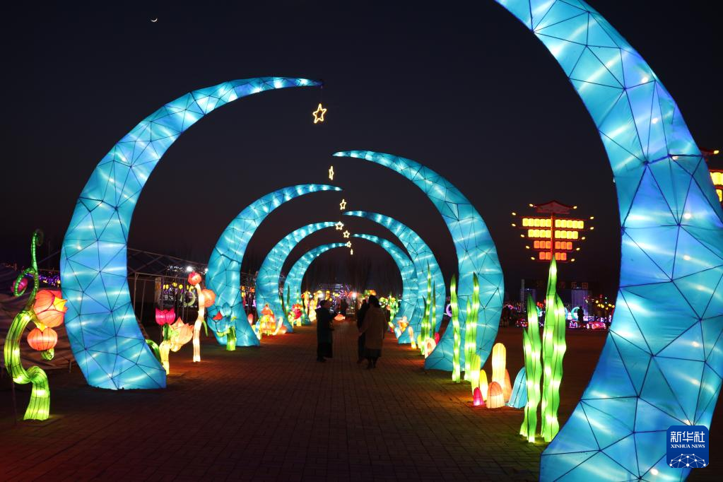 観光農園で新春のライトショーが人気　中国・天津市武清区