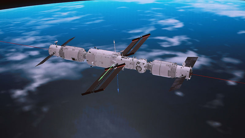 中国の宇宙貨物船「天舟４号」、ステーションの結合体とドッキング