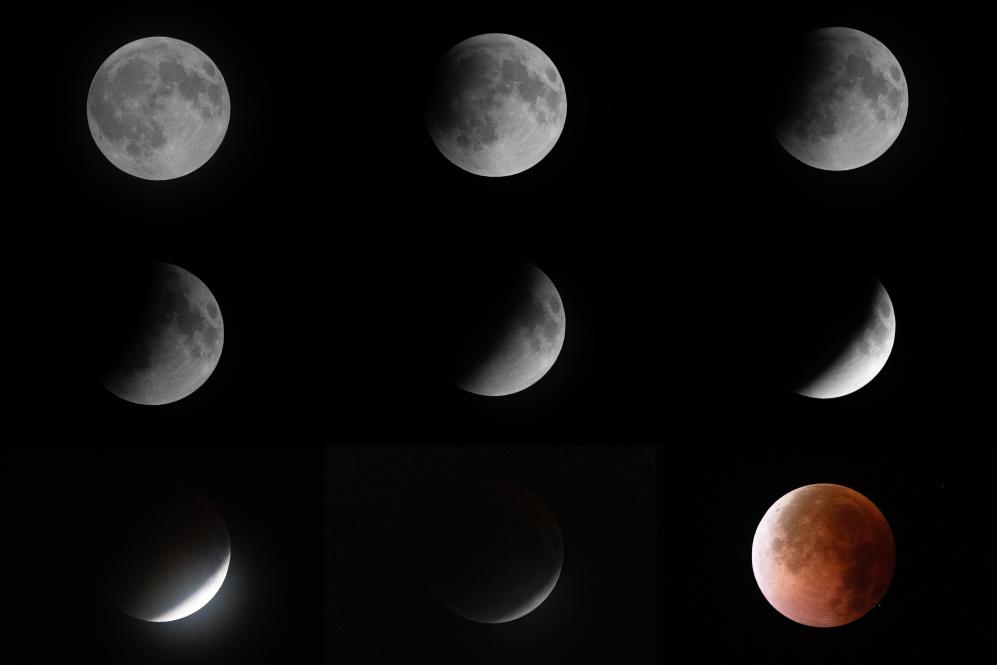 世界各地で皆既月食 夜空に赤い月